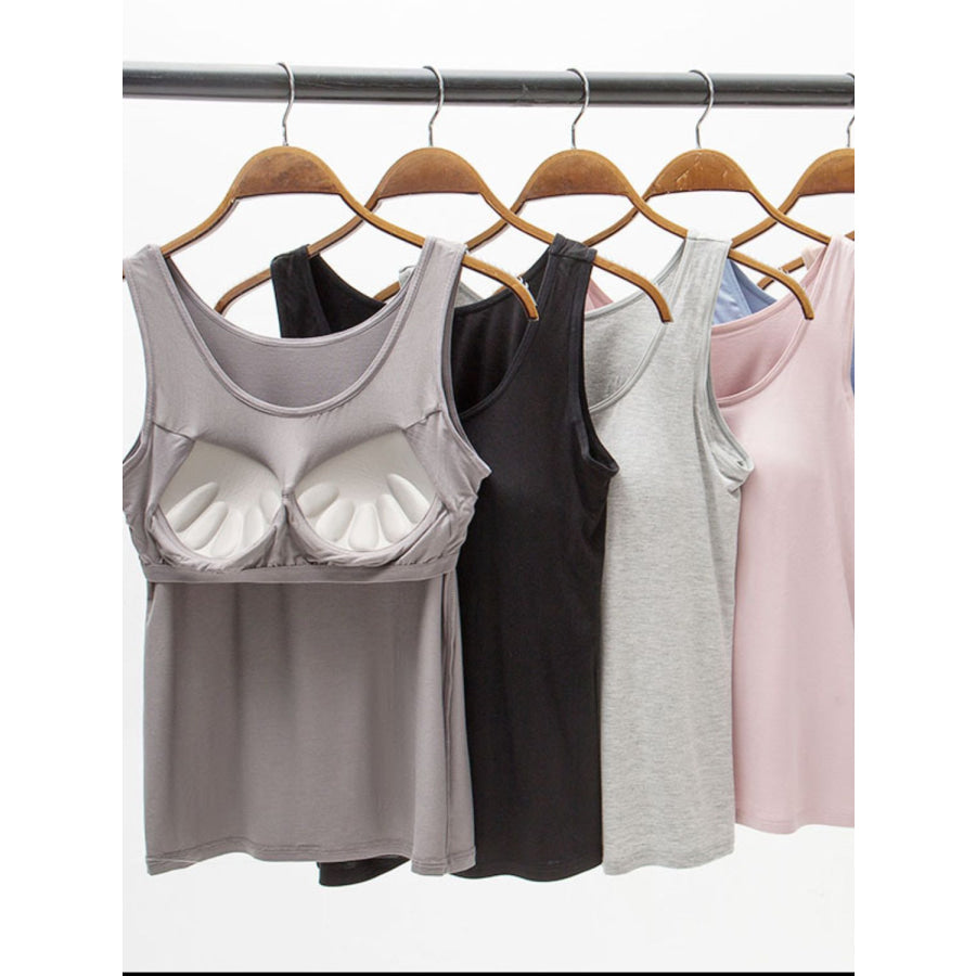 Full Size Wide Strap Modal Tank with Bra Apparel and Accessories