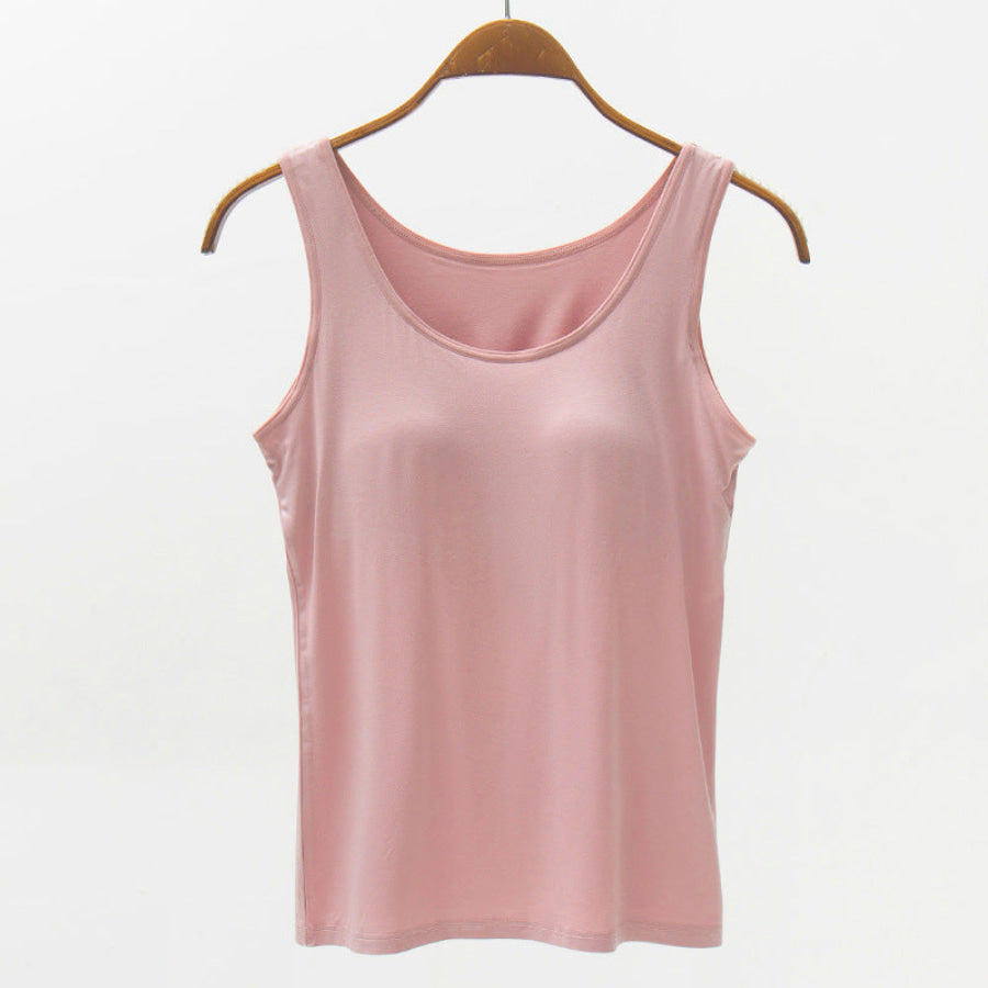 Full Size Wide Strap Modal Tank with Bra Dusty Pink / S Apparel and Accessories