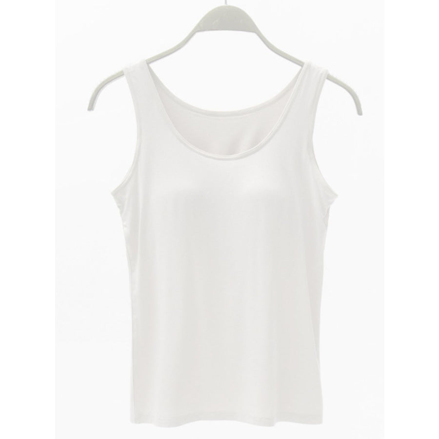 Full Size Wide Strap Modal Tank with Bra White / S Apparel and Accessories