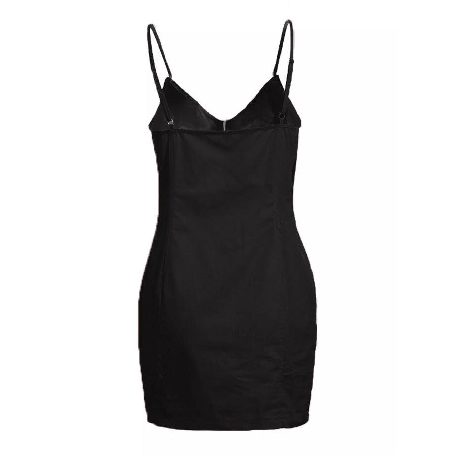 Full Size Zip-Front Bodycon Mini Dress Plus Apparel and Accessories