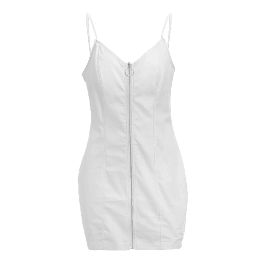 Full Size Zip-Front Bodycon Mini Dress Plus Apparel and Accessories