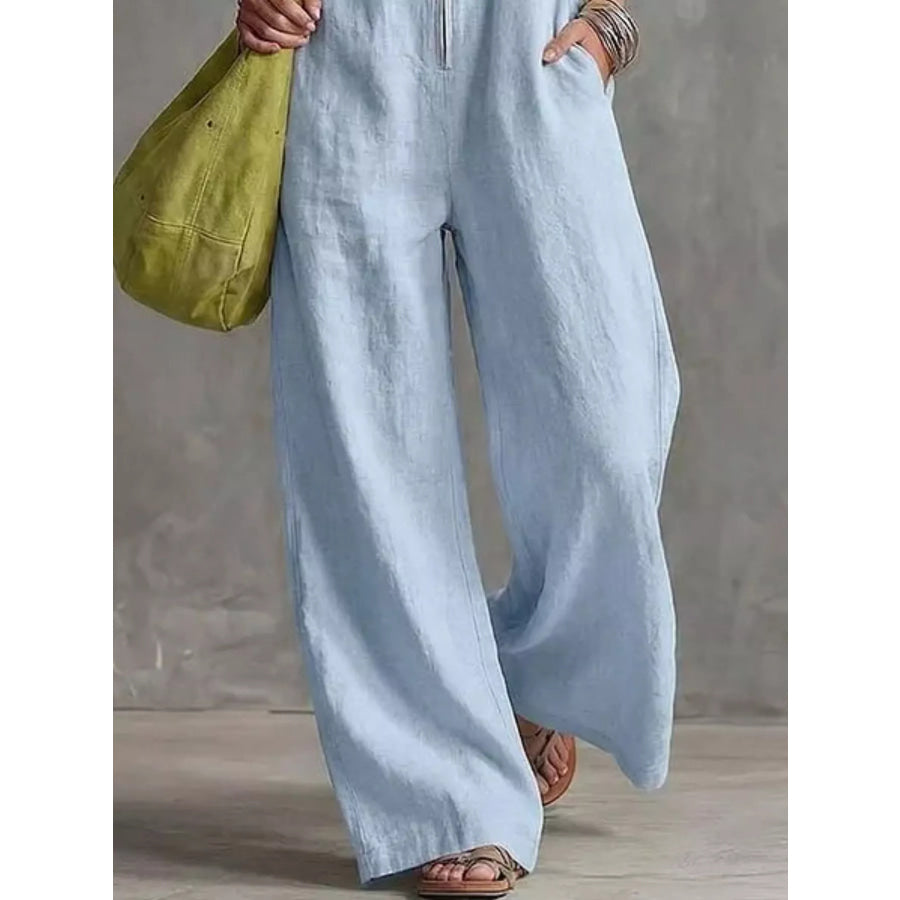 Full Size Zip Front Sleeveless Jumpsuit Plus Size Apparel and Accessories