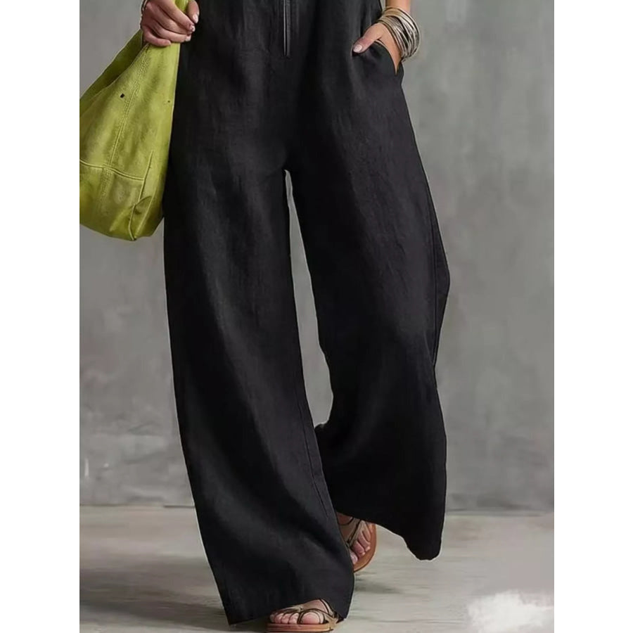 Full Size Zip Front Sleeveless Jumpsuit Plus Size Apparel and Accessories