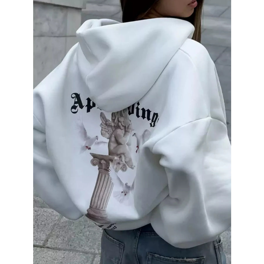 Full Size Zip-Up Drop Shoulder Hoodie Plus Apparel and Accessories