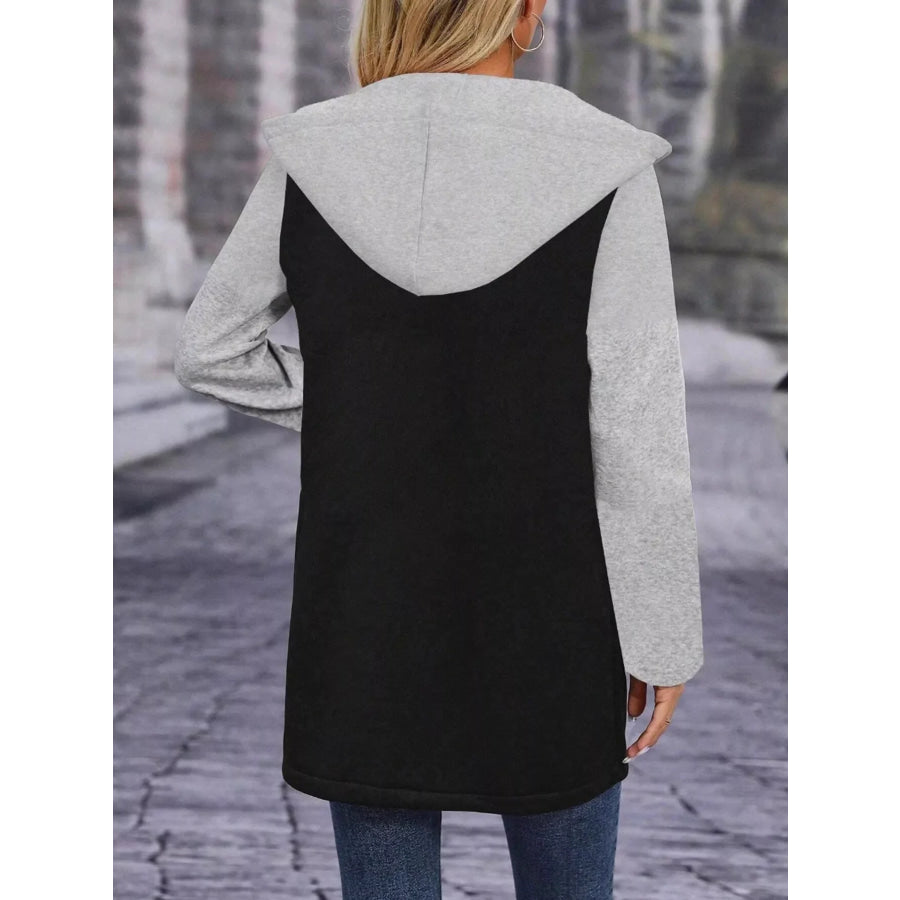Full Size Zip Up Hooded Longline Outerwear Plus Size Apparel and Accessories
