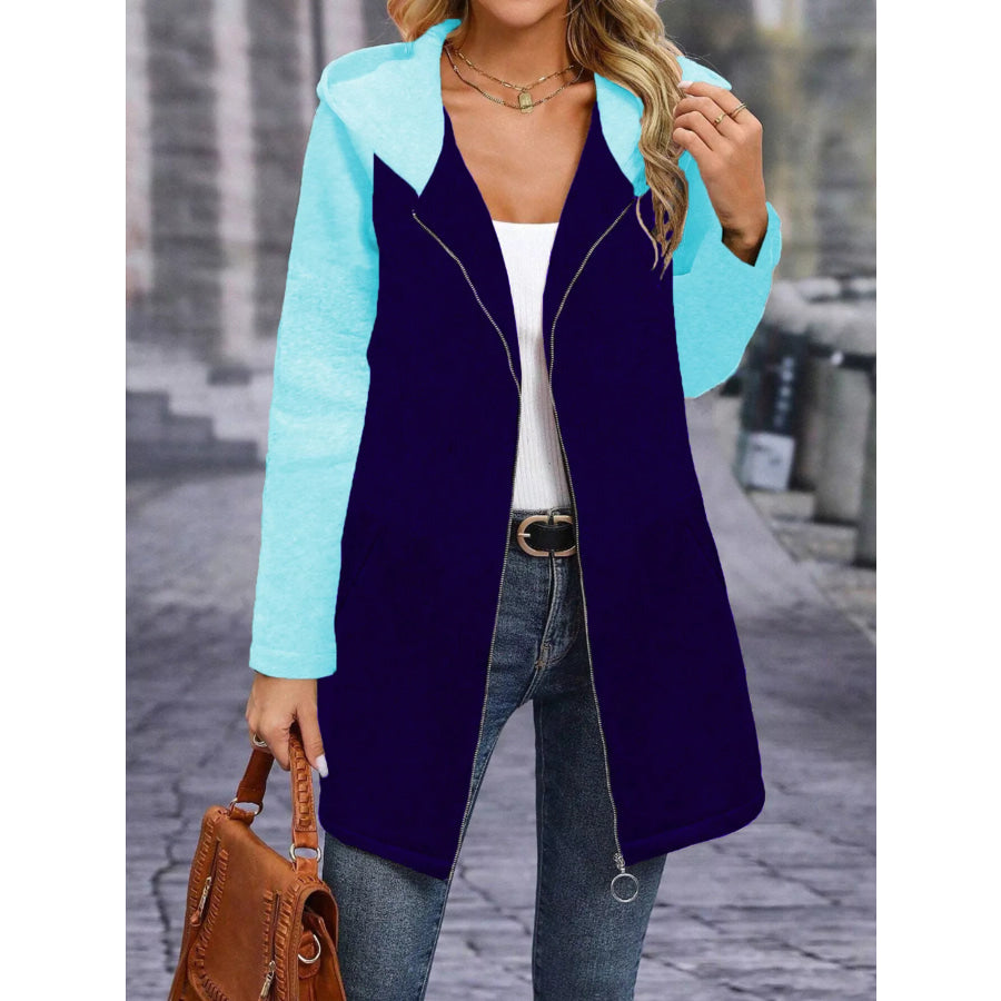 Full Size Zip Up Hooded Longline Outerwear Plus Size Apparel and Accessories