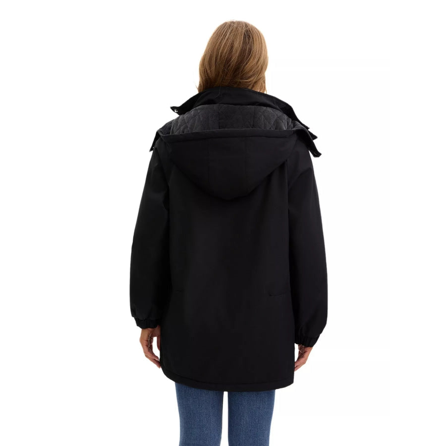 Full Size Zip Up Hooded Parka Outerwear Plus Size Apparel and Accessories