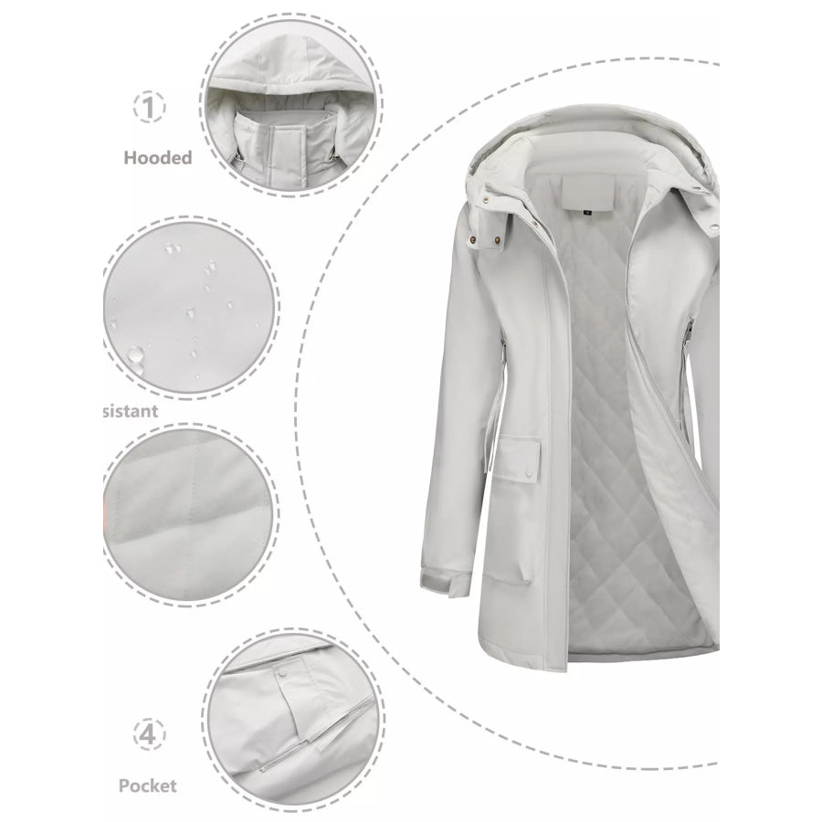 Full Size Zip Up Hooded Parka Outerwear Plus Size Apparel and Accessories