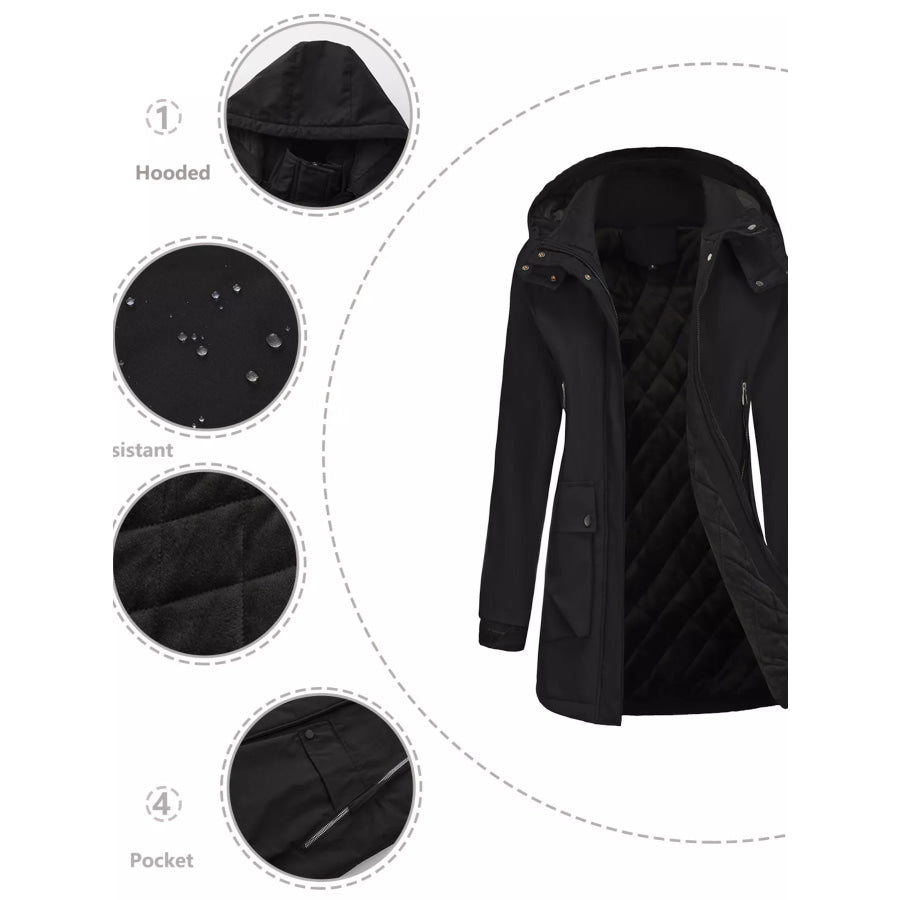 Full Size Zip Up Hooded Parka Outerwear Plus Size Apparel and Accessories