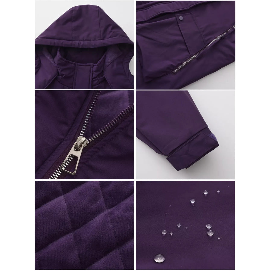 Full Size Zip Up Hooded Parka Outerwear Plus Size Apparel and Accessories