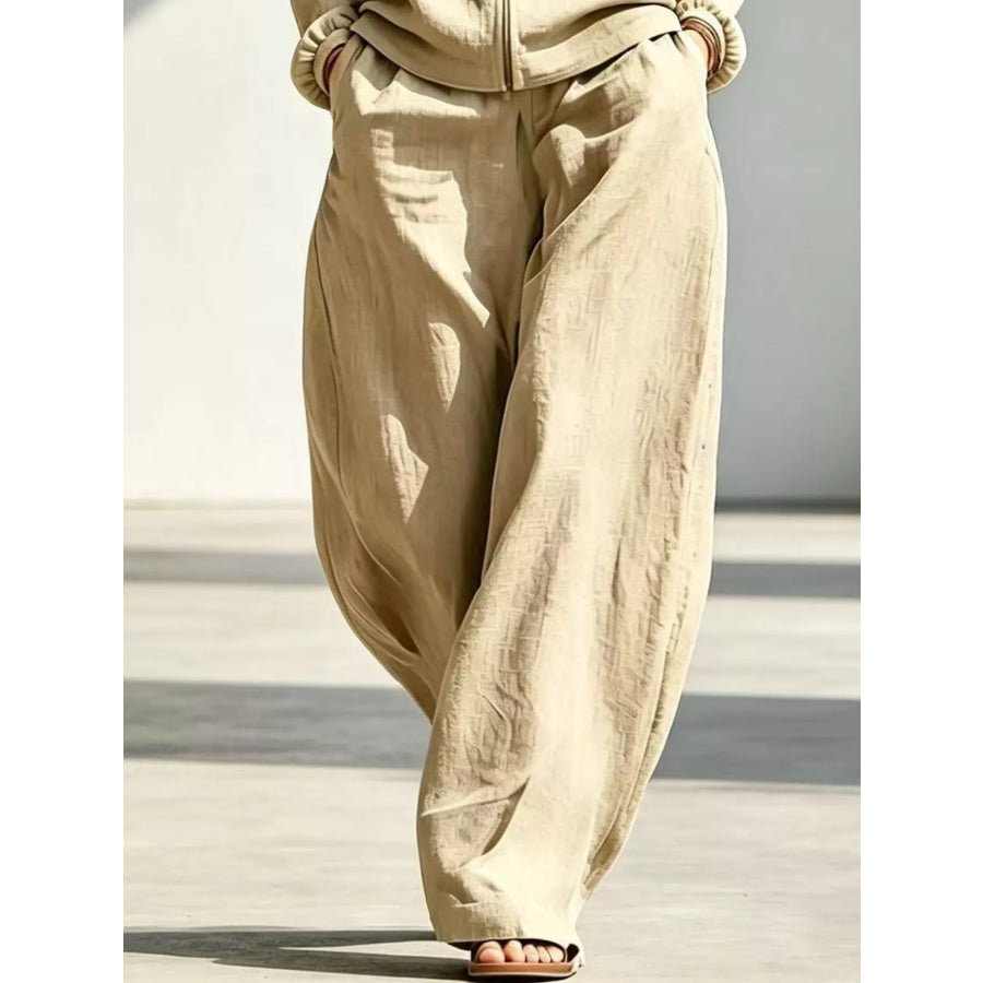 Full Size Zip-Up Jacket and Wide-Leg Pants Set Plus Apparel Accessories