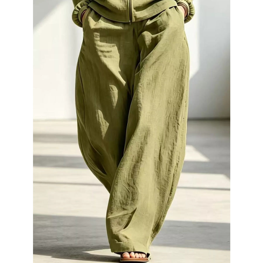 Full Size Zip-Up Jacket and Wide-Leg Pants Set Plus Apparel Accessories
