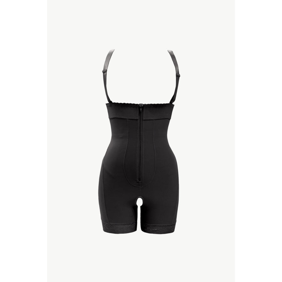 Full Size Zip Up Under-Bust Shaping Bodysuit Black / S