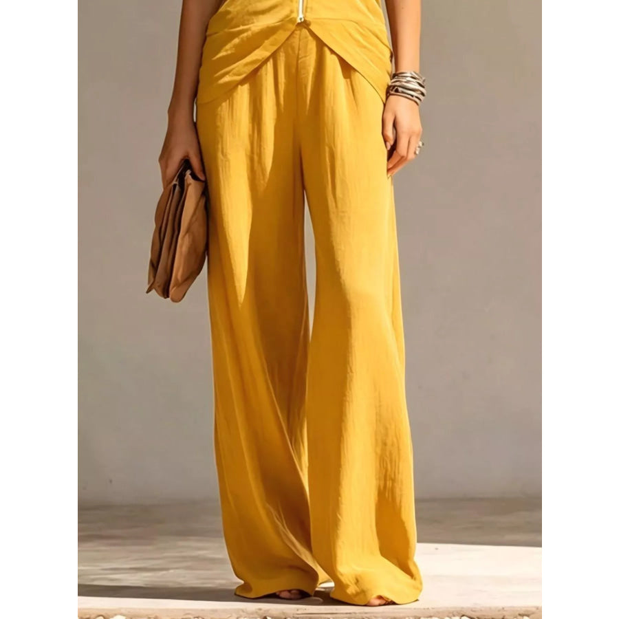 Full Size Zipper Front Tank and Wide-Leg Pants Set Plus Apparel Accessories