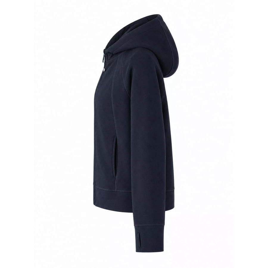 Full-Zip Long Sleeve Hoodie with Pockets Apparel and Accessories