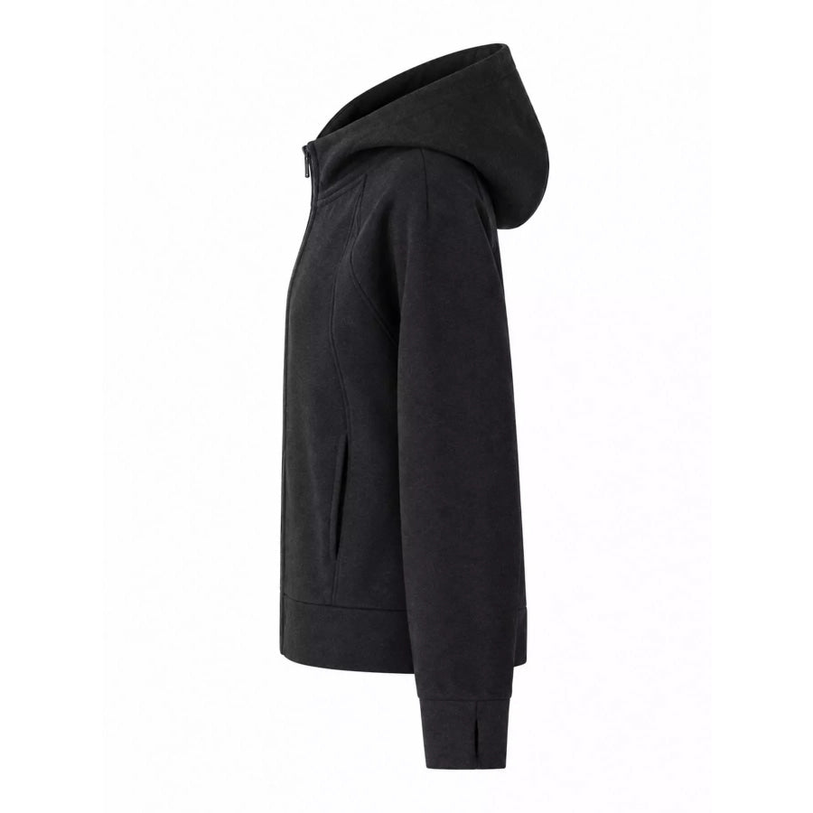 Full-Zip Long Sleeve Hoodie with Pockets Apparel and Accessories