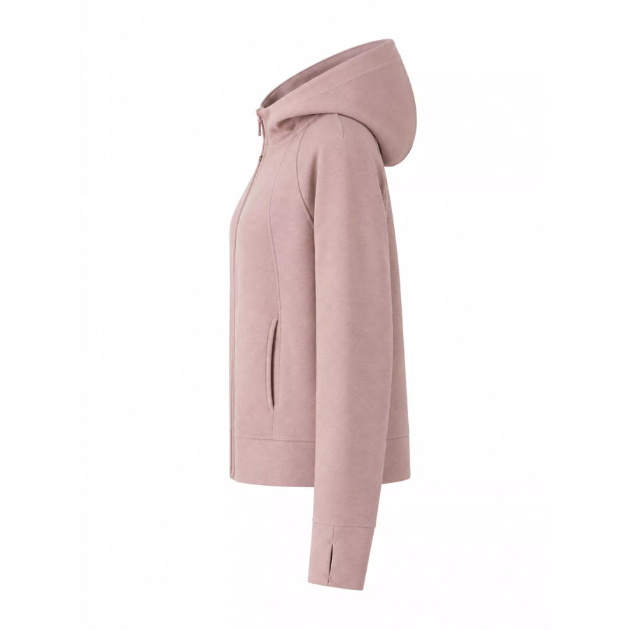 Full-Zip Long Sleeve Hoodie with Pockets Apparel and Accessories