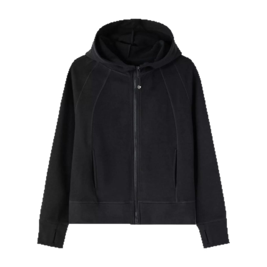 Full-Zip Long Sleeve Hoodie with Pockets Black / M Apparel and Accessories