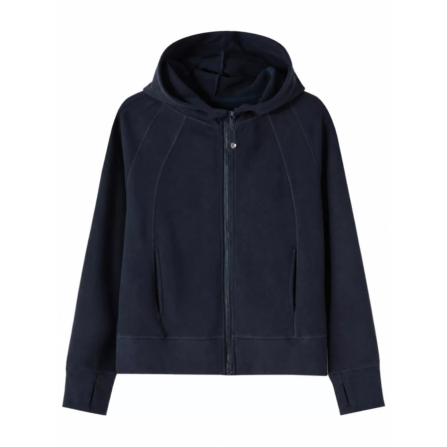 Full-Zip Long Sleeve Hoodie with Pockets Navy / M Apparel and Accessories