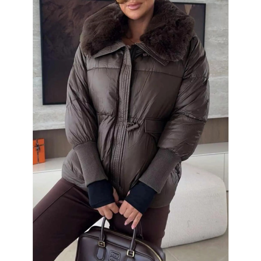 Fur Collar Padded Puffer Jacket Apparel and Accessories