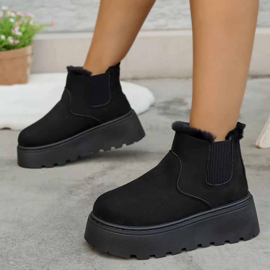 Fur Lining Platform Boots Apparel and Accessories