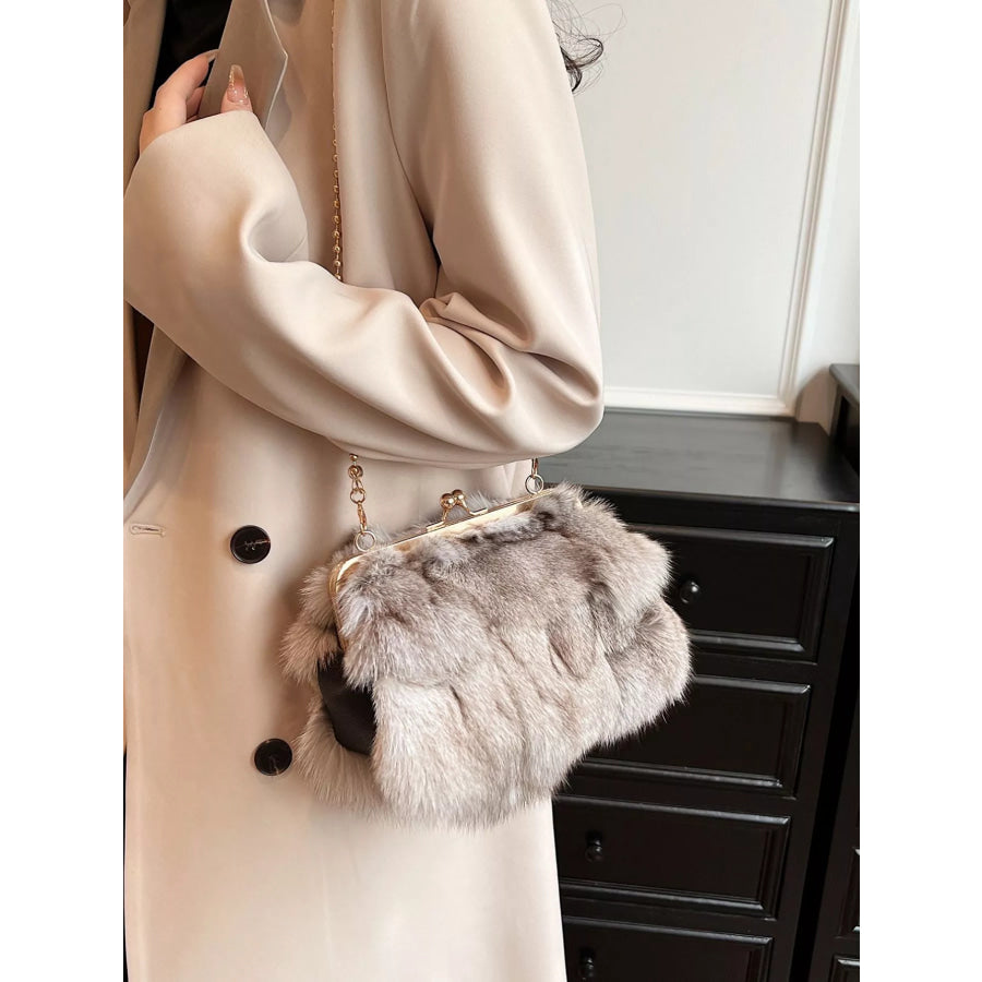 Furry Chain Crossbody Bag Tan / ONESIZE Apparel and Accessories
