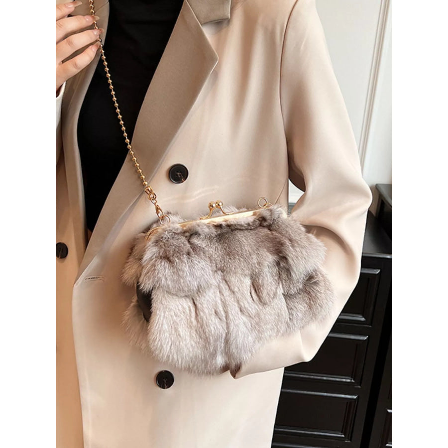 Furry Chain Crossbody Bag Tan / ONESIZE Apparel and Accessories