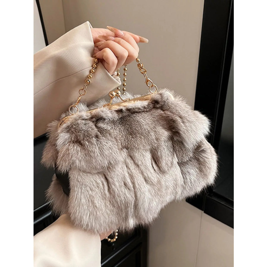 Furry Chain Crossbody Bag Tan / ONESIZE Apparel and Accessories