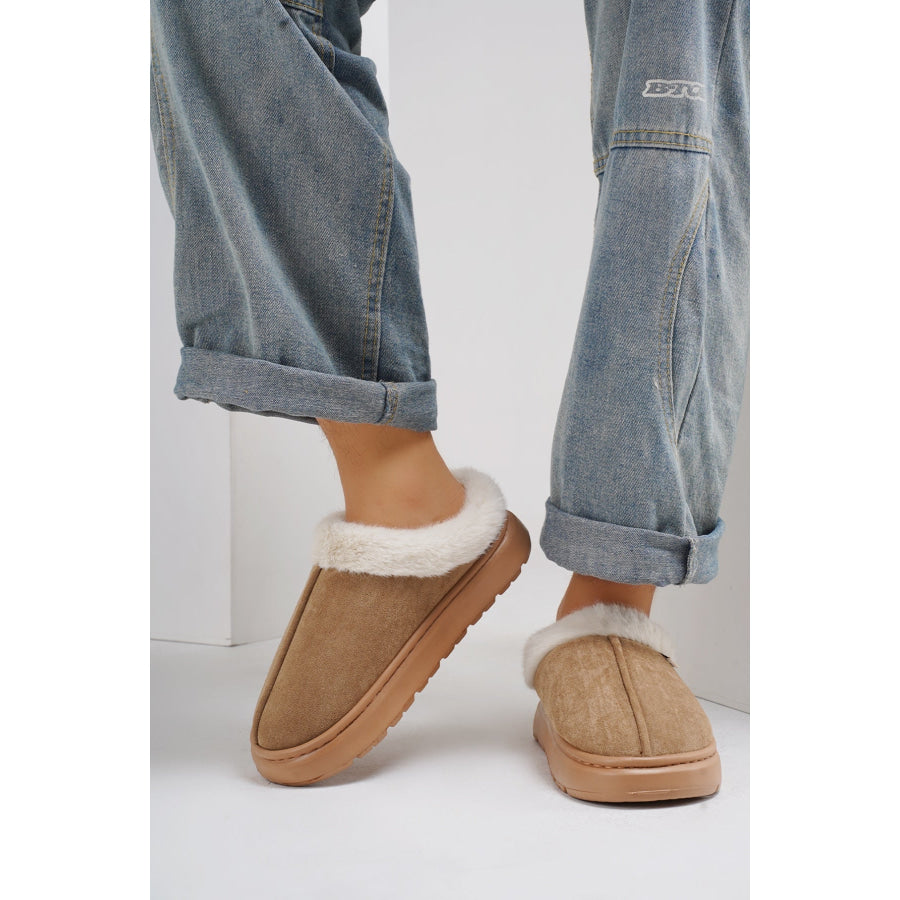 Furry Round Toe Platform Slippers Apparel and Accessories