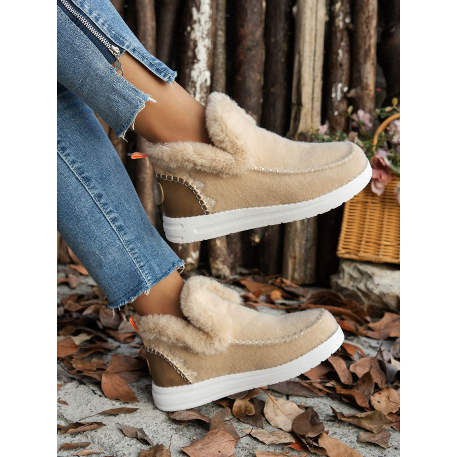 Furry Suede Round Toe Flat Sneakers Apparel and Accessories