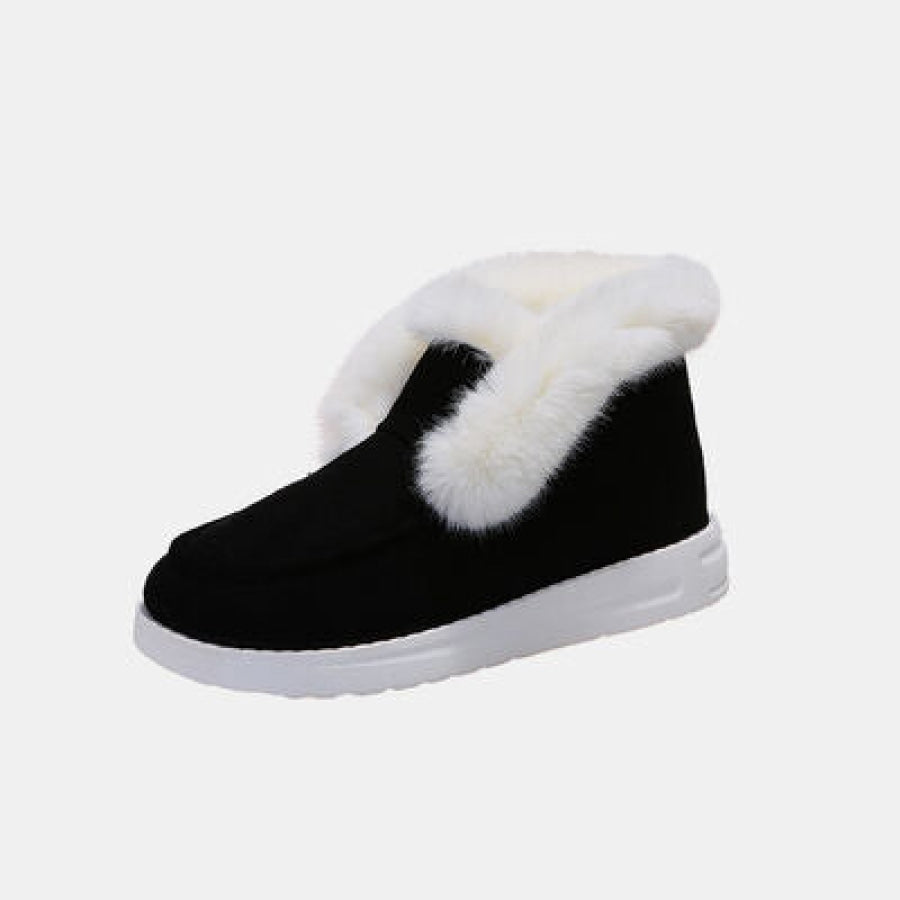 Furry Suede Snow Boots Black / 36(US5) Clothing