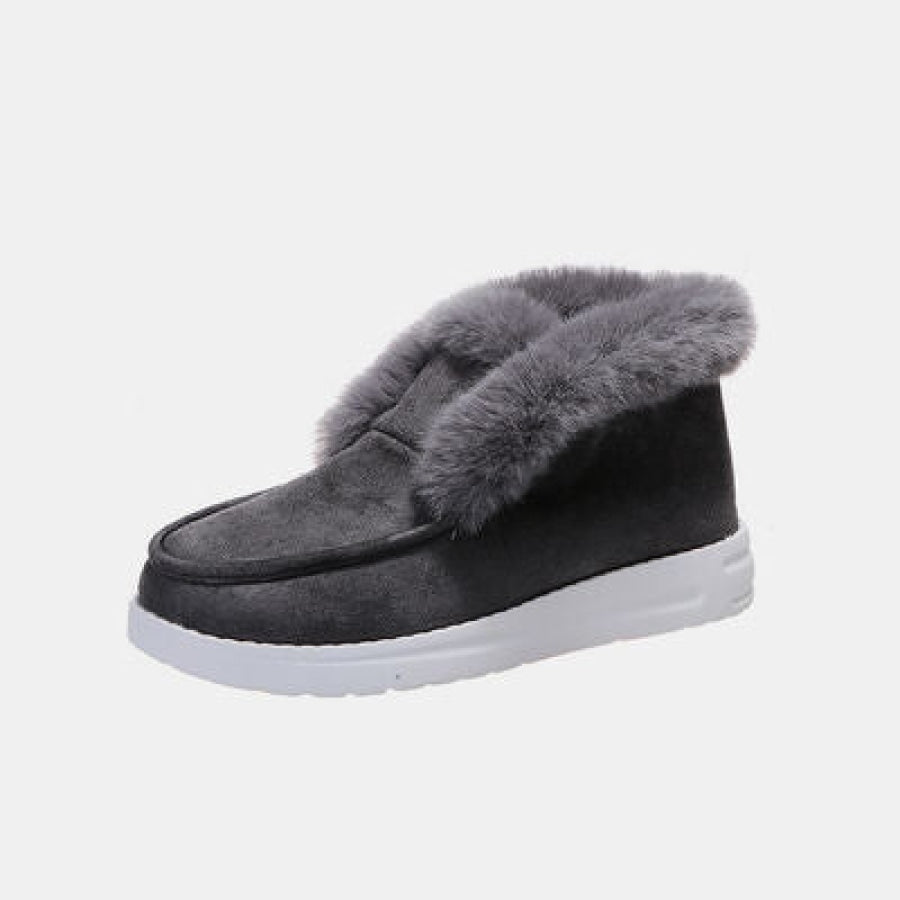 Furry Suede Snow Boots Charcoal / 36(US5) Clothing