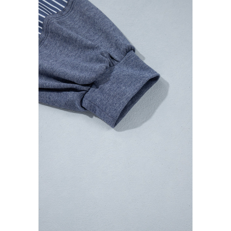 Fushia Raw Seam Patchwork Long Sleeve Top Pocket Casual Pants 2pcs Set Two Piece Sets/Pant Sets