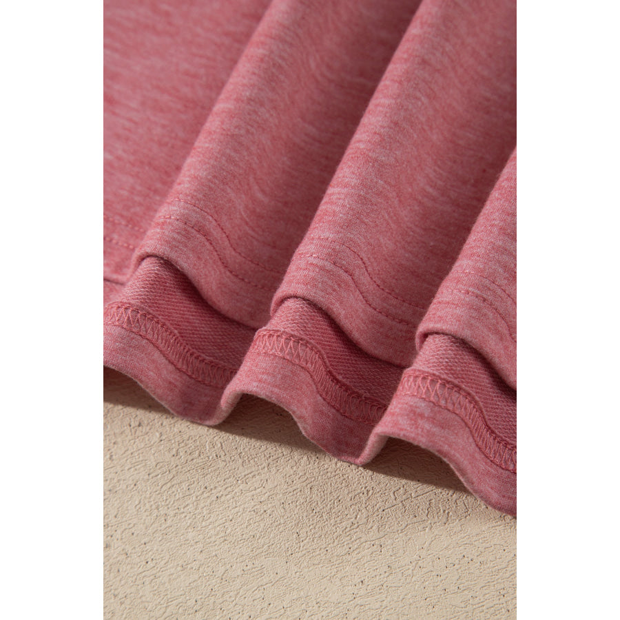 Fushia Raw Seam Patchwork Long Sleeve Top Pocket Casual Pants 2pcs Set Two Piece Sets/Pant Sets