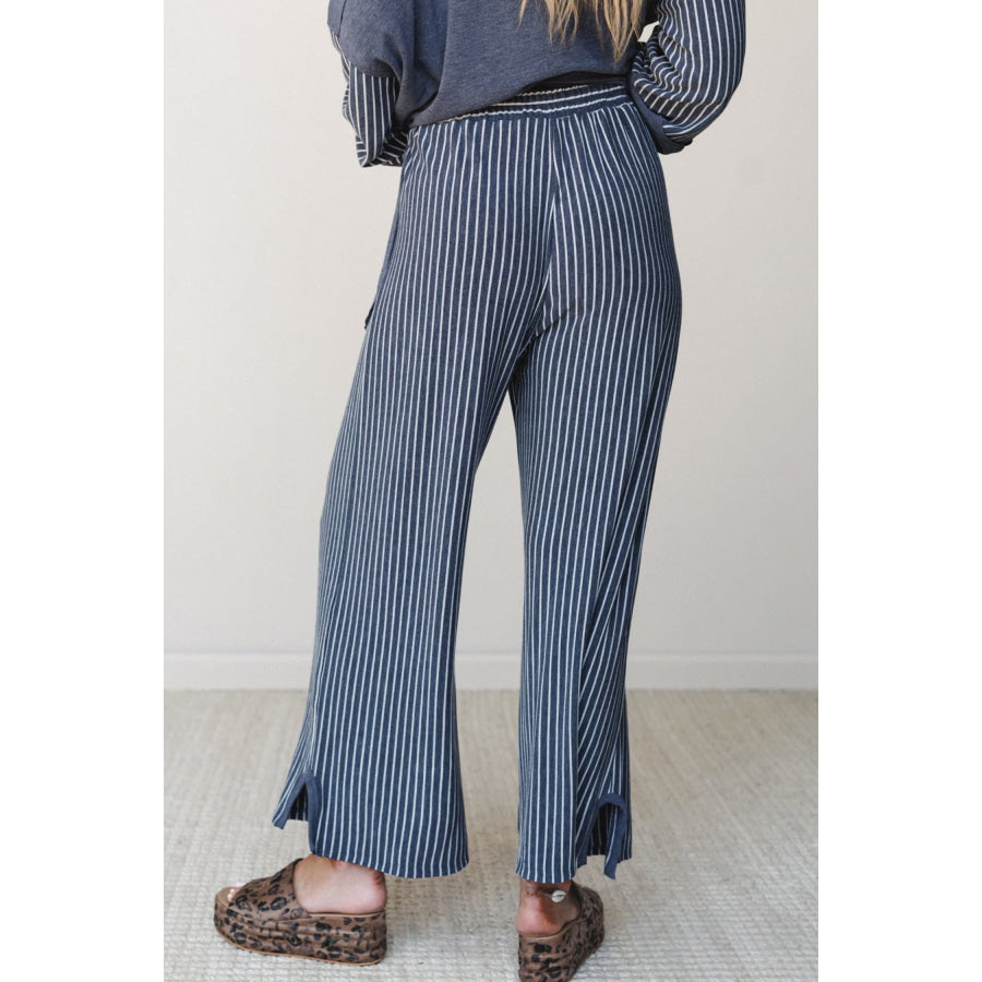 Fushia Raw Seam Patchwork Long Sleeve Top Pocket Casual Pants 2pcs Set Two Piece Sets/Pant Sets