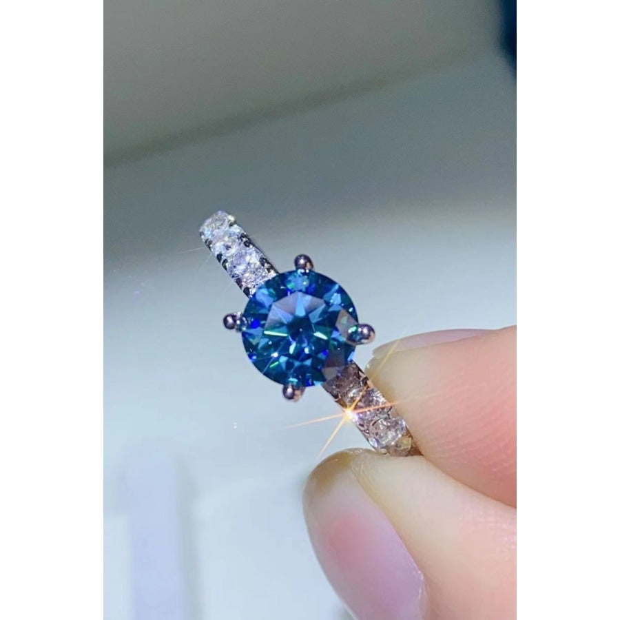 Future Style 1 Carat Moissanite Side Stone Ring Sky Blue / 5