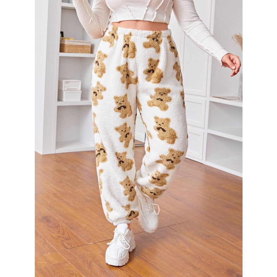 Fuzzy Bear Elastic Waist Pants Apparel and Accessories