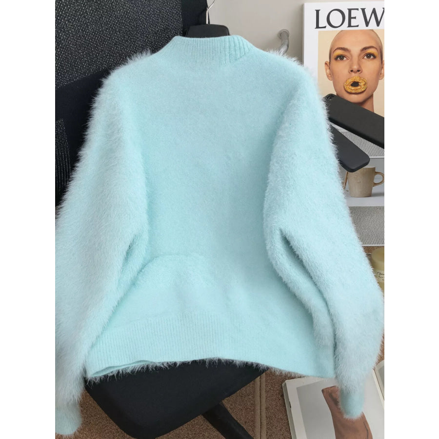 Fuzzy Bow Button Up Cardigan Apparel and Accessories