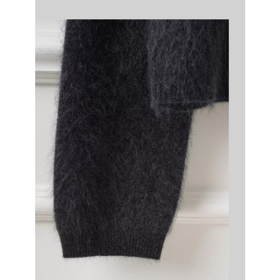Fuzzy Button Up Cropped Cardigan Apparel and Accessories