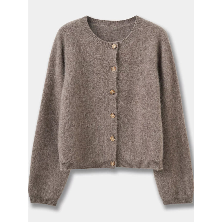 Fuzzy Button Up Cropped Cardigan Apparel and Accessories
