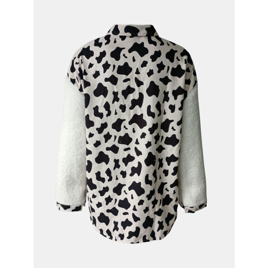 Fuzzy Button Up Long Sleeve Jacket Apparel and Accessories