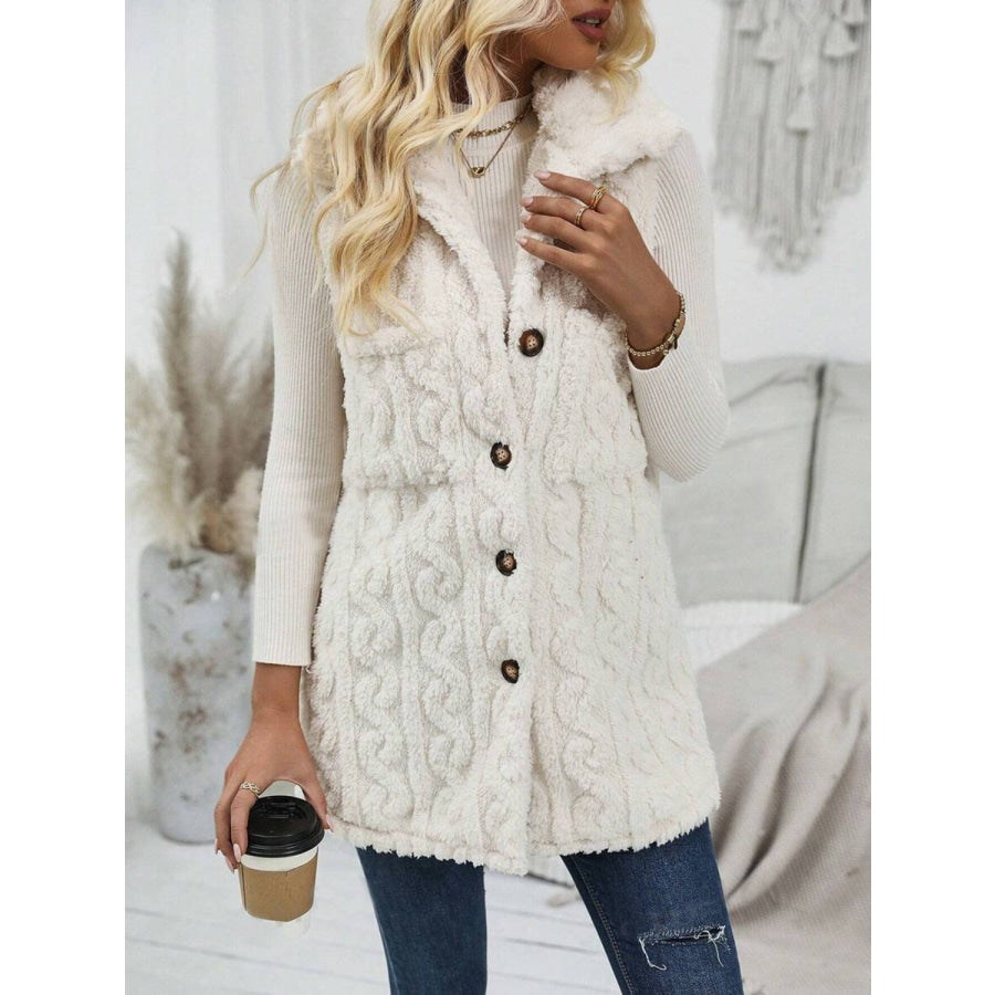 Fuzzy Button Up Vest Coat Apparel and Accessories