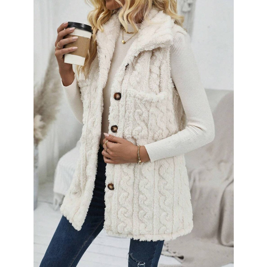 Fuzzy Button Up Vest Coat Apparel and Accessories