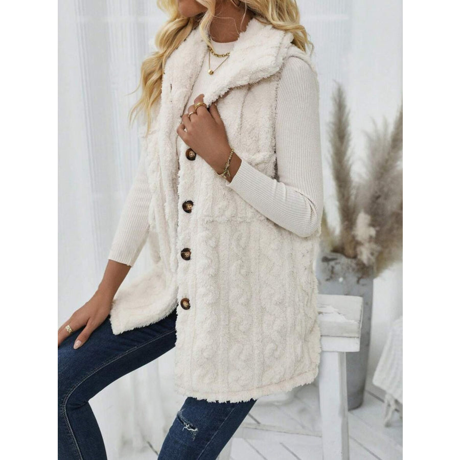 Fuzzy Button Up Vest Coat Apparel and Accessories