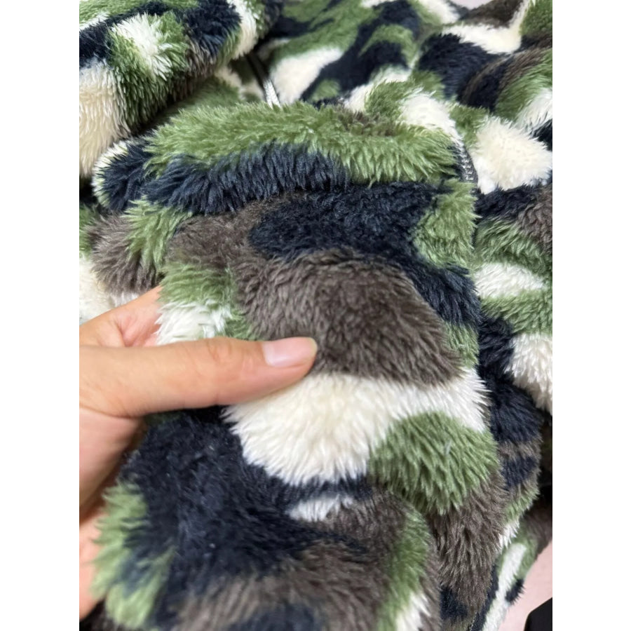 Fuzzy Camo Zip-Up Hoodie Apparel and Accessories