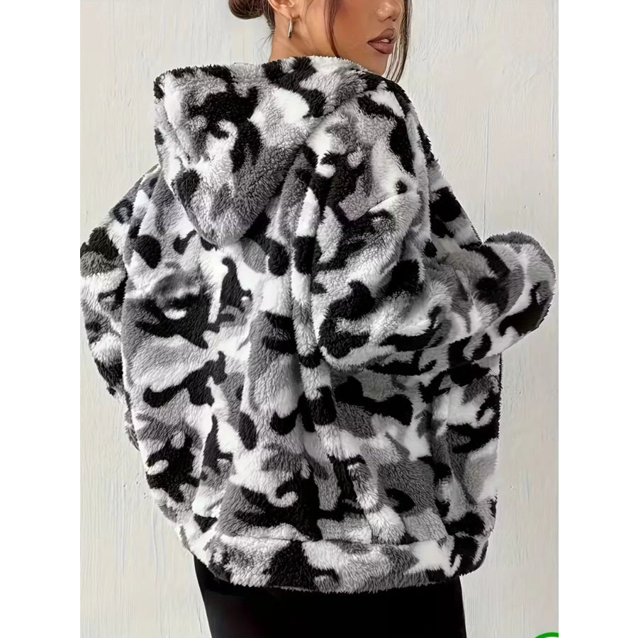 Fuzzy Camo Zip-Up Hoodie Apparel and Accessories