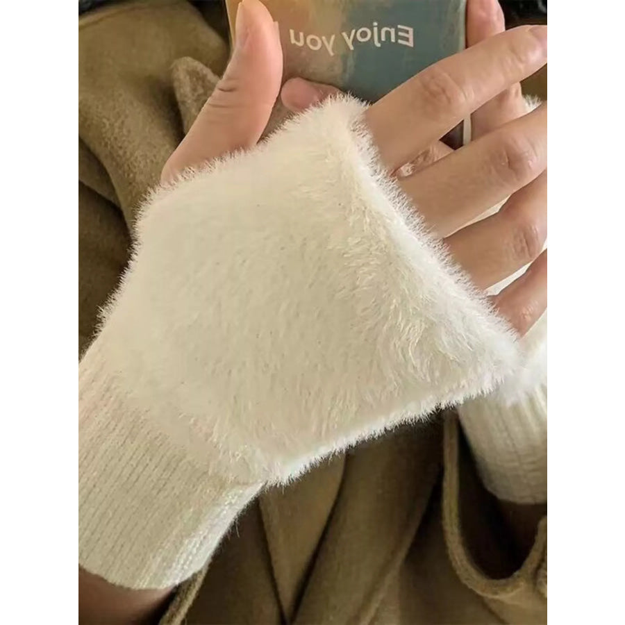 Fuzzy Cuff Fingerless Gloves Apparel and Accessories