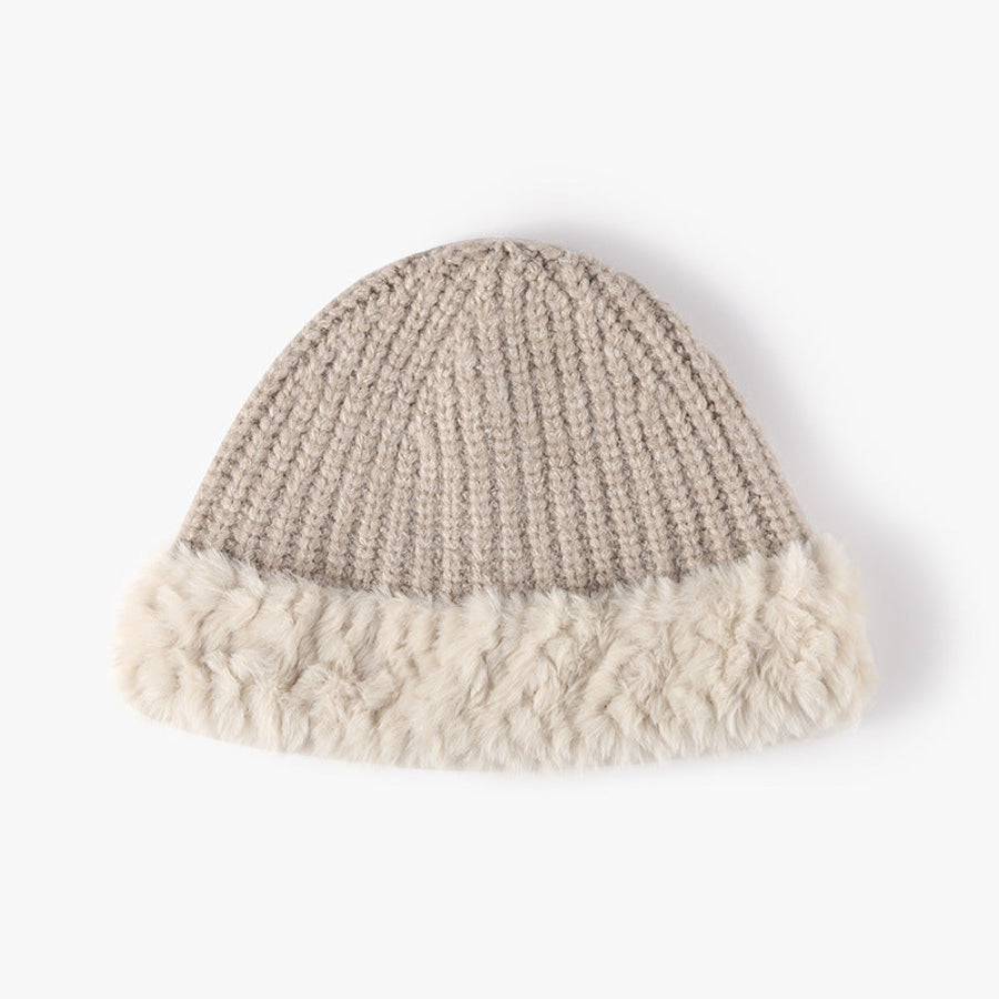 Fuzzy Hem Knit Hat Dust Storm / One Size Apparel and Accessories