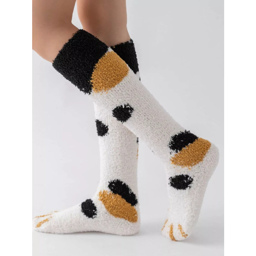 Fuzzy Knee-High Animal Paw Socks Apparel and Accessories