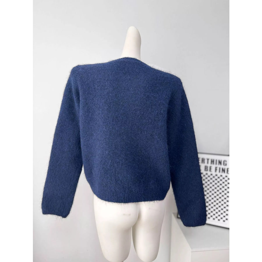 Fuzzy Knit Button-Down Cardigan Apparel and Accessories